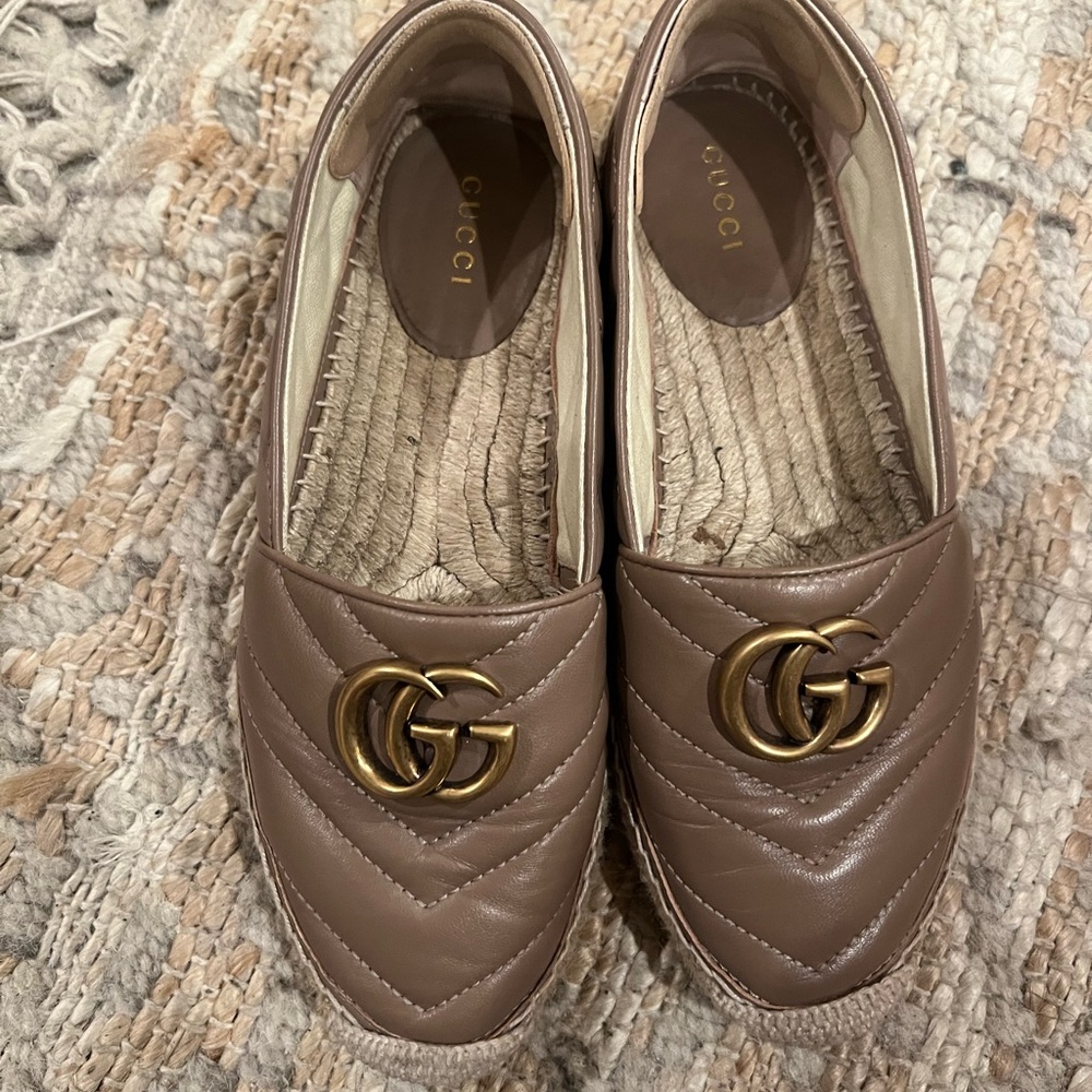 Nappa Matelasse GG Marmont Espadrilles 36.5 Porcelain Rose